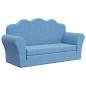 2-Sitzer Kindersofa mit Schlaffunktion Blau Weicher Plüsch 2-Sitzer Kindersofa mit Schlaffunktion Blau Weicher Plüsch