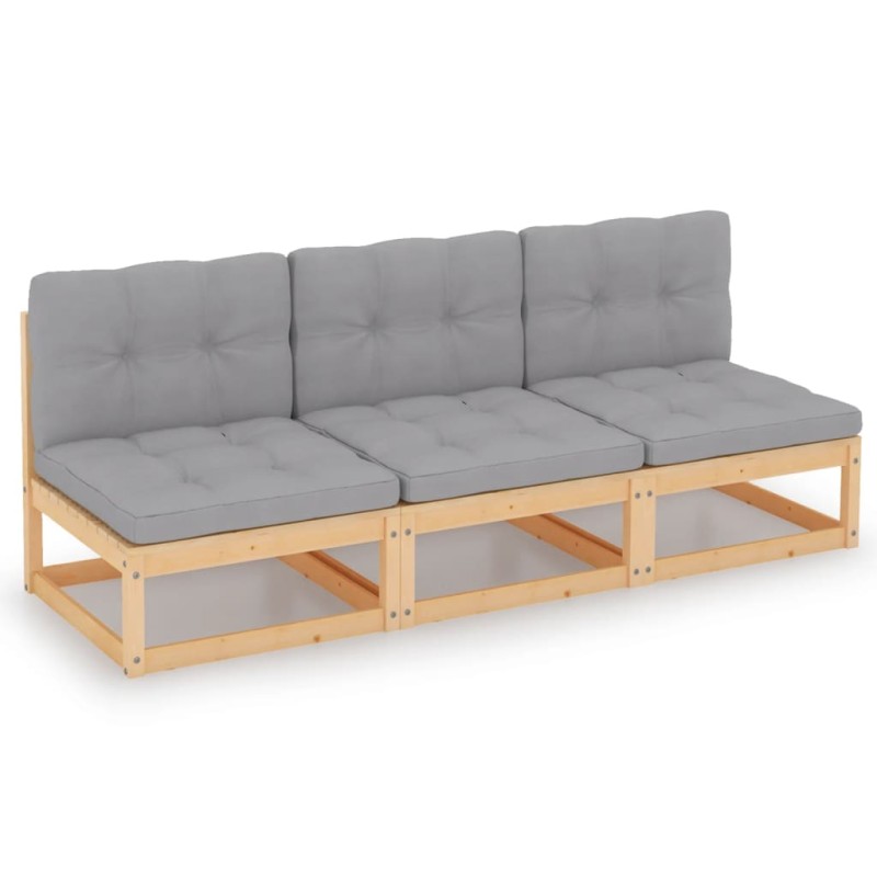 vidaXL 3-Sitzer-Sofa mit Kissen Kiefer Massivholz vidaXL 3-Sitzer-Sofa mit Kissen Kiefer Massivholz
