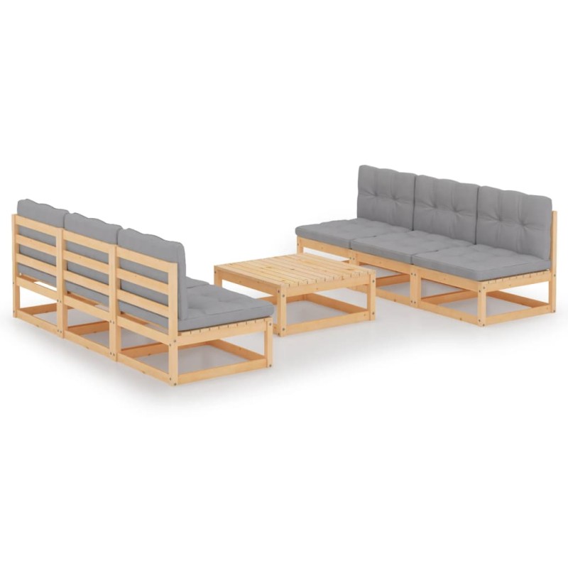 vidaXL 7-tlg. Garten-Lounge-Set mit Kissen Kiefer Massivholz vidaXL 7-tlg. Garten-Lounge-Set mit Kissen Kiefer Massivholz