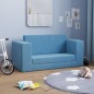 2-Sitzer Kindersofa mit Schlaffunktion Blau Weicher Plüsch 2-Sitzer Kindersofa mit Schlaffunktion Blau Weicher Plüsch