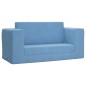 2-Sitzer Kindersofa mit Schlaffunktion Blau Weicher Plüsch 2-Sitzer Kindersofa mit Schlaffunktion Blau Weicher Plüsch