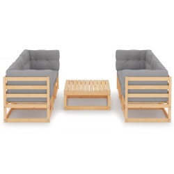vidaXL 7-tlg. Garten-Lounge-Set mit Kissen Kiefer Massivholz