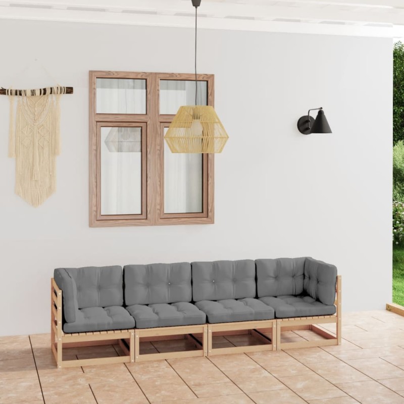 vidaXL 4-Sitzer-Gartensofa mit Kissen Kiefer Massivholz vidaXL 4-Sitzer-Gartensofa mit Kissen Kiefer Massivholz