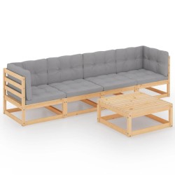 vidaXL 5-tlg. Garten-Lounge-Set mit Kissen Kiefer Massivholz