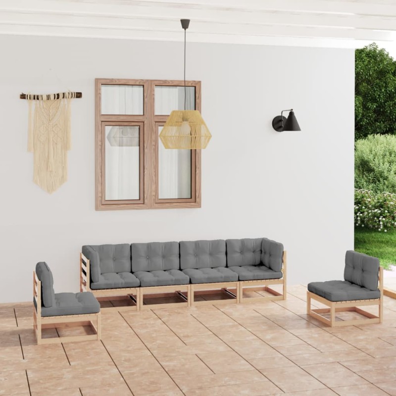 vidaXL 6-tlg. Garten-Lounge-Set mit Kissen Kiefer Massivholz vidaXL 6-tlg. Garten-Lounge-Set mit Kissen Kiefer Massivholz