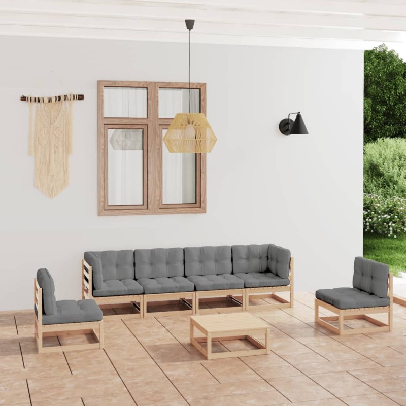 vidaXL 7-tlg. Garten-Lounge-Set mit Kissen Kiefer Massivholz vidaXL 7-tlg. Garten-Lounge-Set mit Kissen Kiefer Massivholz