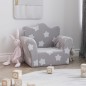 Kindersofa Hellgrau mit Sternen Weich Plüsch Kindersofa Hellgrau mit Sternen Weich Plüsch