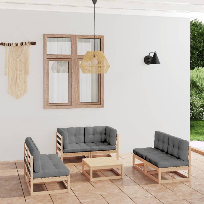 vidaXL 7-tlg. Garten-Lounge-Set mit Kissen Kiefer Massivholz vidaXL 7-tlg. Garten-Lounge-Set mit Kissen Kiefer Massivholz