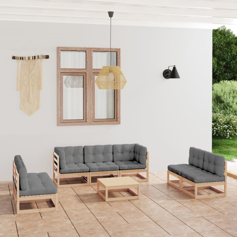 vidaXL 8-tlg. Garten-Lounge-Set mit Kissen Kiefer Massivholz vidaXL 8-tlg. Garten-Lounge-Set mit Kissen Kiefer Massivholz