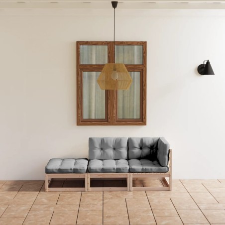 vidaXL 3-tlg. Garten-Lounge-Set mit Kissen Kiefer Massivholz