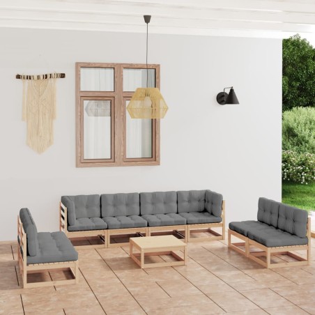 vidaXL 9-tlg. Garten-Lounge-Set mit Kissen Kiefer Massivholz