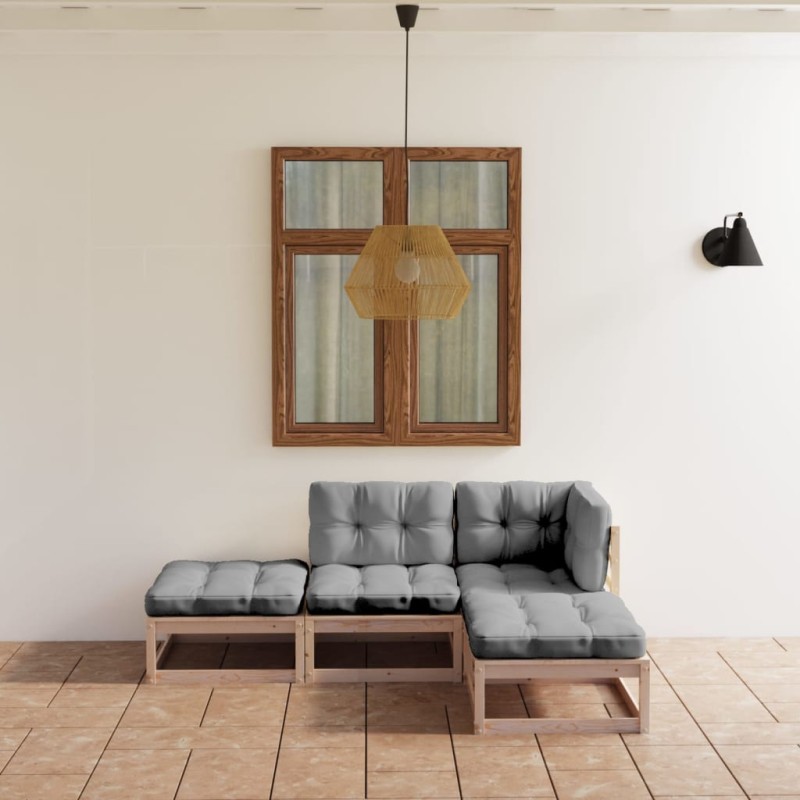 vidaXL 4-tlg. Garten-Lounge-Set mit Kissen Kiefer Massivholz vidaXL 4-tlg. Garten-Lounge-Set mit Kissen Kiefer Massivholz