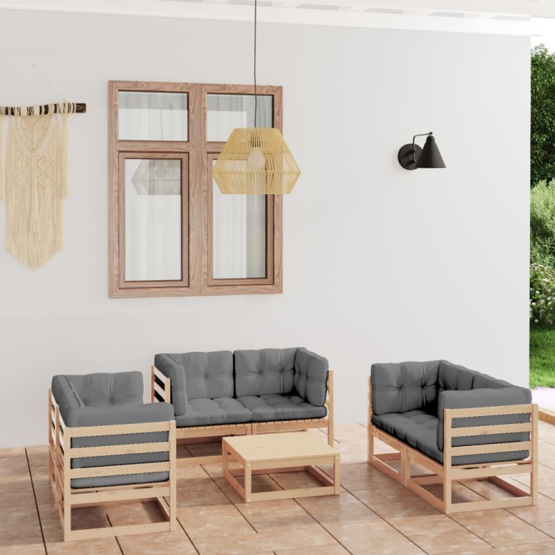 vidaXL 7-tlg. Garten-Lounge-Set mit Kissen Kiefer Massivholz vidaXL 7-tlg. Garten-Lounge-Set mit Kissen Kiefer Massivholz