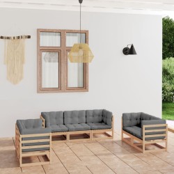 vidaXL 7-tlg. Garten-Lounge-Set mit Kissen Kiefer Massivholz