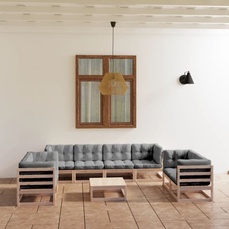 vidaXL 9-tlg. Garten-Lounge-Set mit Kissen Kiefer Massivholz