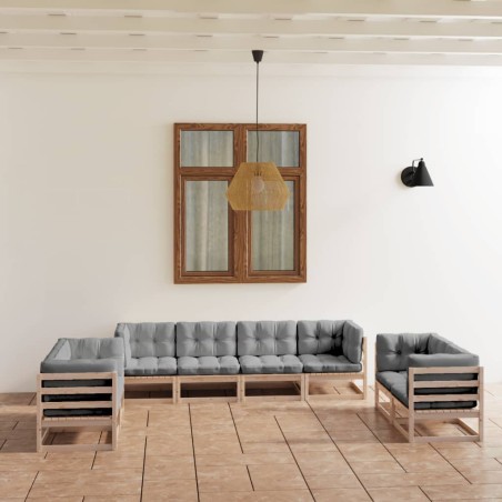 vidaXL 8-tlg. Garten-Lounge-Set mit Kissen Kiefer Massivholz