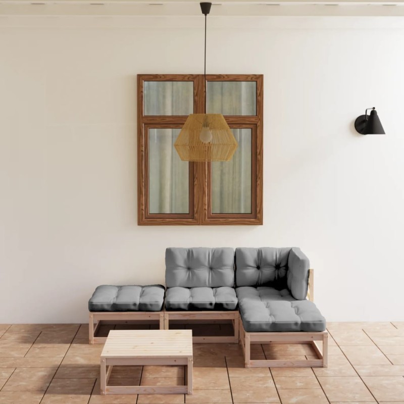vidaXL 5-tlg. Garten-Lounge-Set mit Kissen Kiefer Massivholz vidaXL 5-tlg. Garten-Lounge-Set mit Kissen Kiefer Massivholz