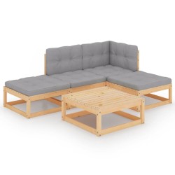 vidaXL 5-tlg. Garten-Lounge-Set mit Kissen Kiefer Massivholz