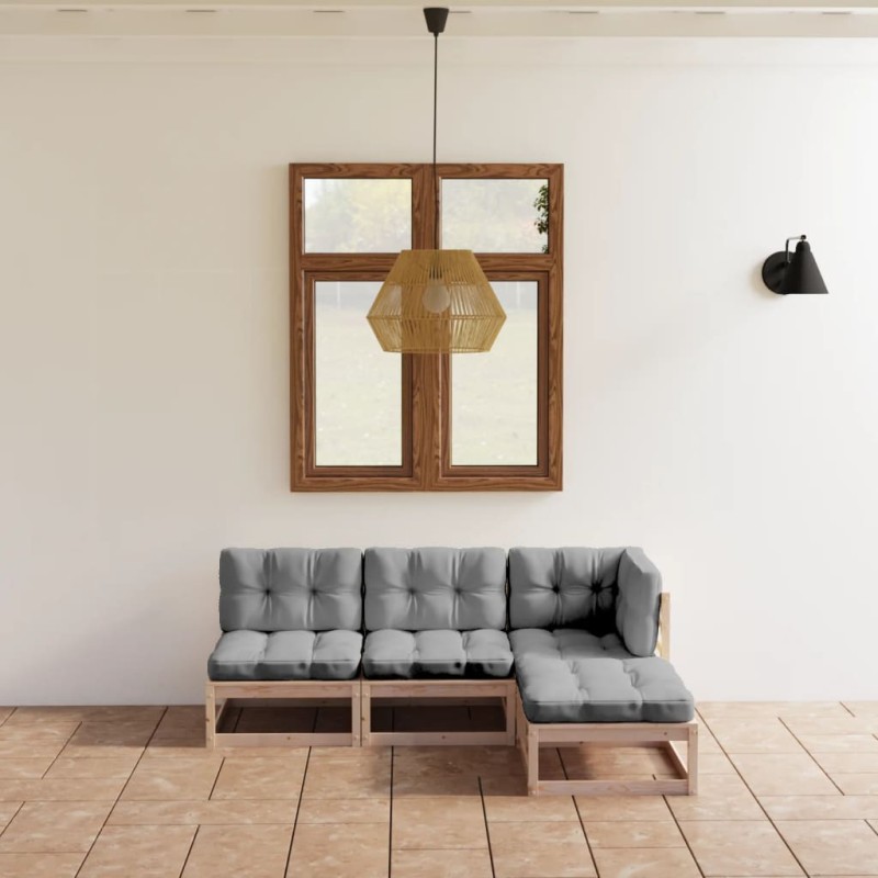 vidaXL 4-tlg. Garten-Lounge-Set mit Kissen Kiefer Massivholz vidaXL 4-tlg. Garten-Lounge-Set mit Kissen Kiefer Massivholz