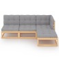 vidaXL 4-tlg. Garten-Lounge-Set mit Kissen Kiefer Massivholz vidaXL 4-tlg. Garten-Lounge-Set mit Kissen Kiefer Massivholz