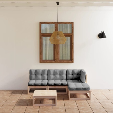 vidaXL 5-tlg. Garten-Lounge-Set mit Kissen Kiefer Massivholz