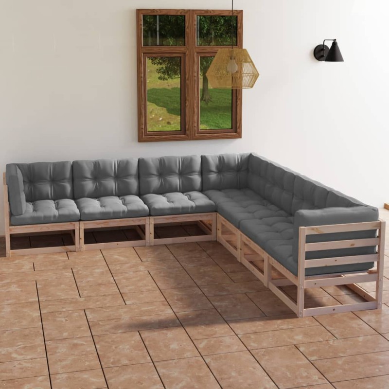 vidaXL 7-tlg. Garten-Lounge-Set mit Kissen Kiefer Massivholz vidaXL 7-tlg. Garten-Lounge-Set mit Kissen Kiefer Massivholz