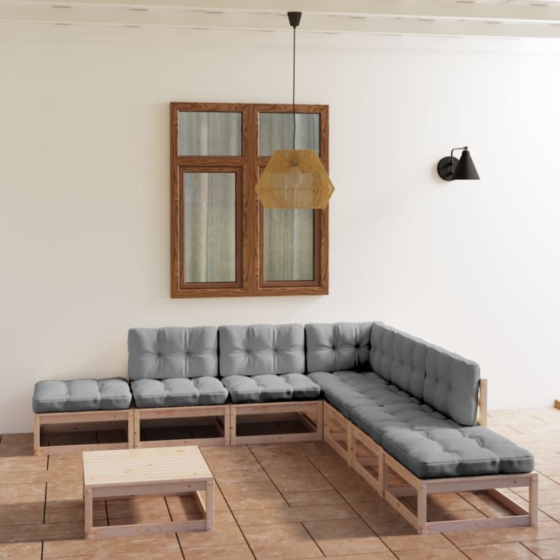 vidaXL 8-tlg. Garten-Lounge-Set mit Kissen Kiefer Massivholz vidaXL 8-tlg. Garten-Lounge-Set mit Kissen Kiefer Massivholz