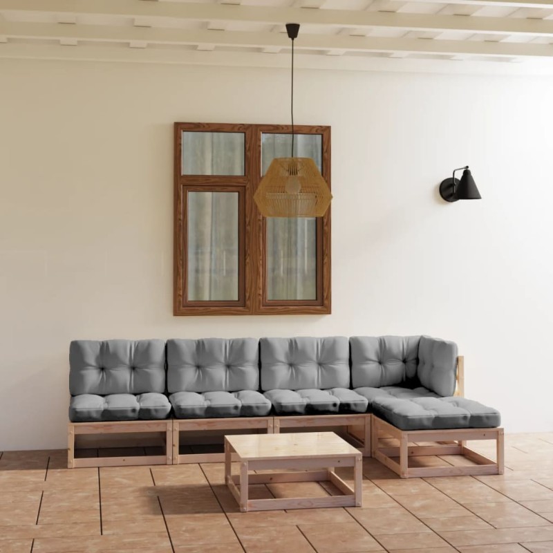 vidaXL 6-tlg. Garten-Lounge-Set mit Kissen Kiefer Massivholz vidaXL 6-tlg. Garten-Lounge-Set mit Kissen Kiefer Massivholz
