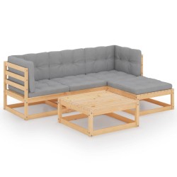 vidaXL 5-tlg. Garten-Lounge-Set mit Kissen Kiefer Massivholz