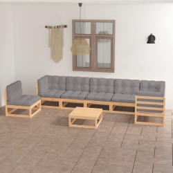 vidaXL 8-tlg. Garten-Lounge-Set mit Kissen Kiefer Massivholz