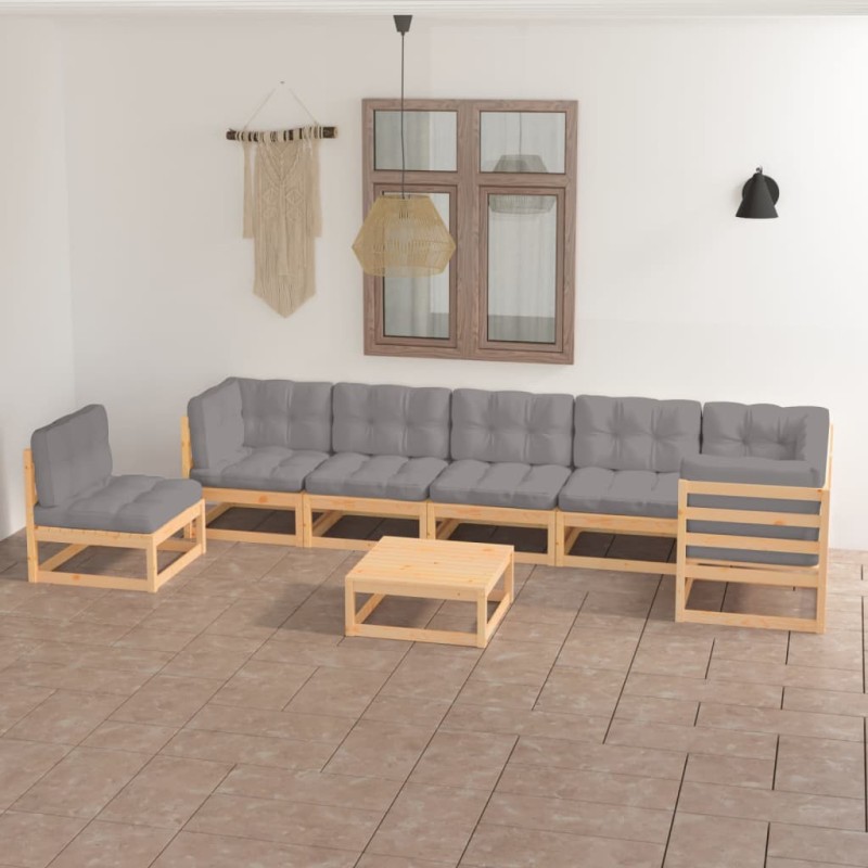 vidaXL 8-tlg. Garten-Lounge-Set mit Kissen Kiefer Massivholz vidaXL 8-tlg. Garten-Lounge-Set mit Kissen Kiefer Massivholz