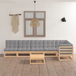 vidaXL 7-tlg. Garten-Lounge-Set mit Kissen Kiefer Massivholz