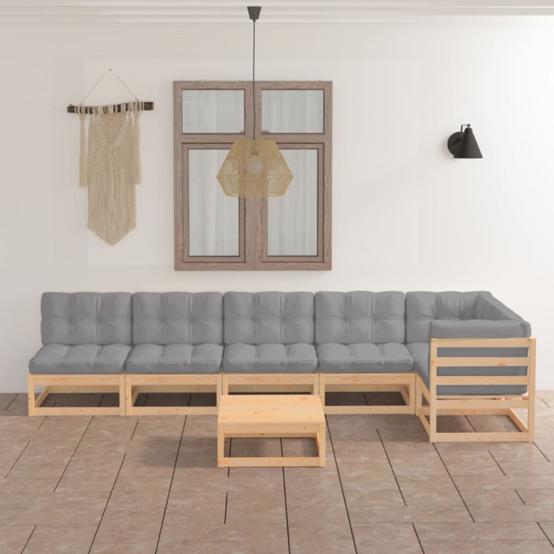 vidaXL 7-tlg. Garten-Lounge-Set mit Kissen Kiefer Massivholz vidaXL 7-tlg. Garten-Lounge-Set mit Kissen Kiefer Massivholz