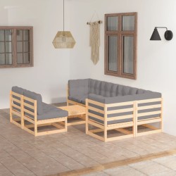 vidaXL 8-tlg. Garten-Lounge-Set mit Kissen Kiefer Massivholz