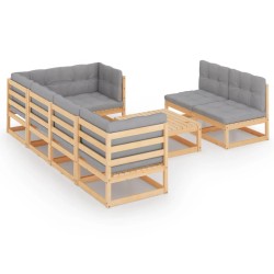 vidaXL 8-tlg. Garten-Lounge-Set mit Kissen Kiefer Massivholz