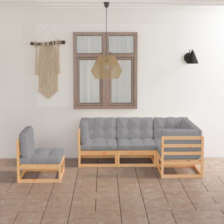 vidaXL 5-tlg. Garten-Lounge-Set mit Kissen Kiefer Massivholz