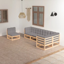 vidaXL 6-tlg. Garten-Lounge-Set mit Kissen Kiefer Massivholz