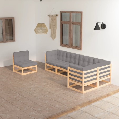 vidaXL 6-tlg. Garten-Lounge-Set mit Kissen Kiefer Massivholz