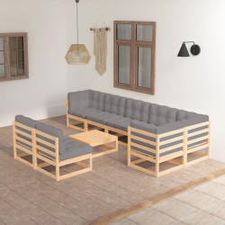 vidaXL 9-tlg. Garten-Lounge-Set mit Kissen Kiefer Massivholz