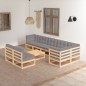 vidaXL 9-tlg. Garten-Lounge-Set mit Kissen Kiefer Massivholz vidaXL 9-tlg. Garten-Lounge-Set mit Kissen Kiefer Massivholz
