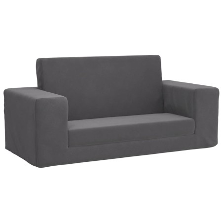 2-Sitzer Schlafsofa für Kinder Anthrazit Weicher Plüsch