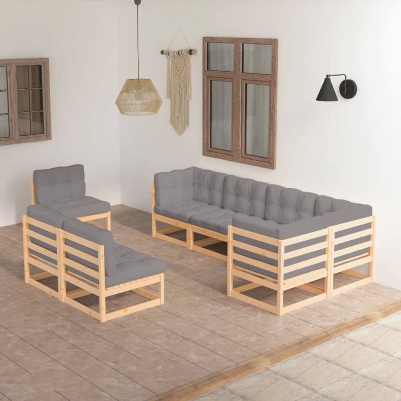 vidaXL 8-tlg. Garten-Lounge-Set mit Kissen Kiefer Massivholz vidaXL 8-tlg. Garten-Lounge-Set mit Kissen Kiefer Massivholz