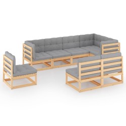 vidaXL 8-tlg. Garten-Lounge-Set mit Kissen Kiefer Massivholz