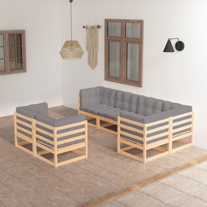 vidaXL 7-tlg. Garten-Lounge-Set mit Kissen Kiefer Massivholz vidaXL 7-tlg. Garten-Lounge-Set mit Kissen Kiefer Massivholz