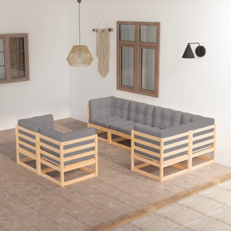 vidaXL 7-tlg. Garten-Lounge-Set mit Kissen Kiefer Massivholz