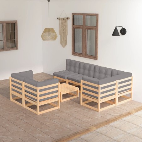 vidaXL 8-tlg. Garten-Lounge-Set mit Kissen Kiefer Massivholz
