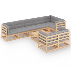 vidaXL 9-tlg. Garten-Lounge-Set mit Kissen Massivholz Kiefer