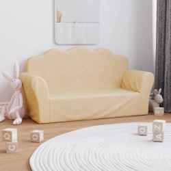 Kindersofa 2-Sitzer Creme Weich Plüsch