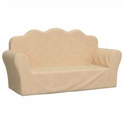 Kindersofa 2-Sitzer Creme Weich Plüsch