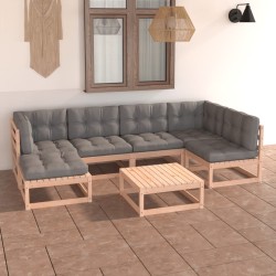 vidaXL 7-tlg. Garten-Lounge-Set mit Kissen Kiefer Massivholz